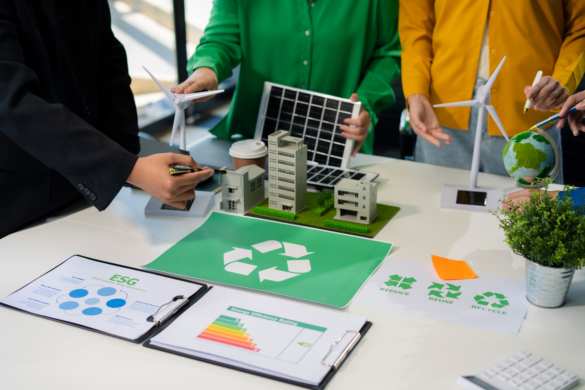 Sustainable development with renewable energy solutions, ecology concept, green business.