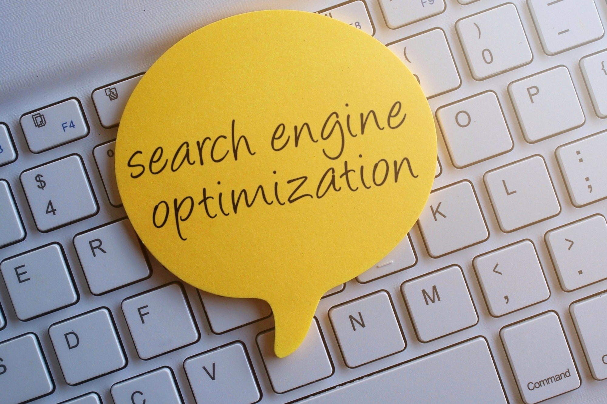 top view image of speech bubble with text search engine optimization