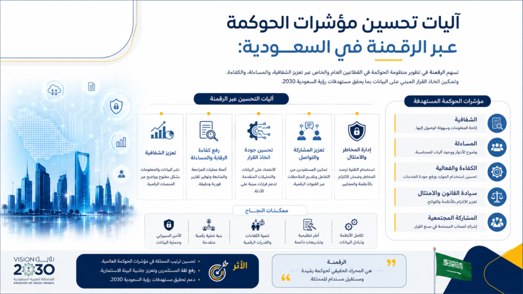 آليات تحسين مؤشرات الحوكمة عبر الرقمنة في السعودية: