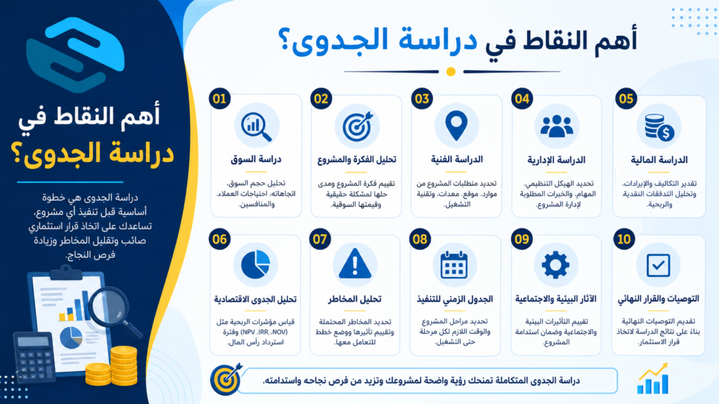 أهم النقاط في دراسة الجدوى: الدليل العملي قبل بدء أي مشروع 3 أهم النقاط في دراسة الجدوى