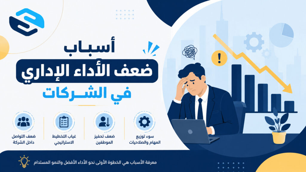 أسباب ضعف الأداء الإداري في الشركات: لماذا تتعثر بعض المؤسسات رغم توفر الإمكانيات؟ 2 أسباب ضعف الأداء الإداري في الشركات